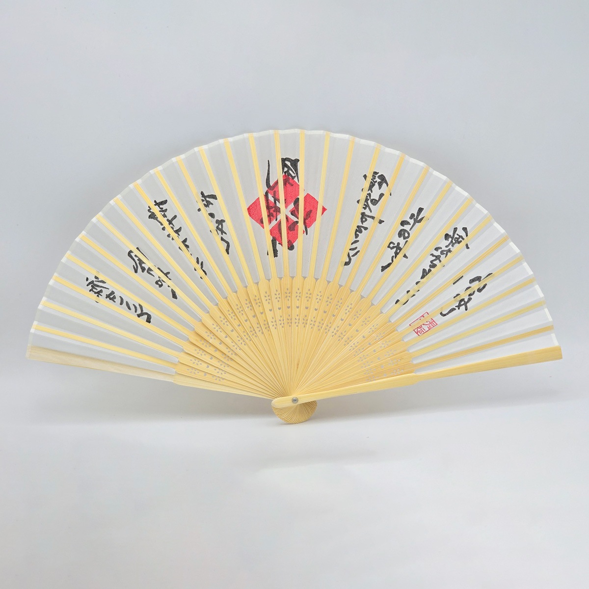 シルク扇子 風林火山 白-商品画像