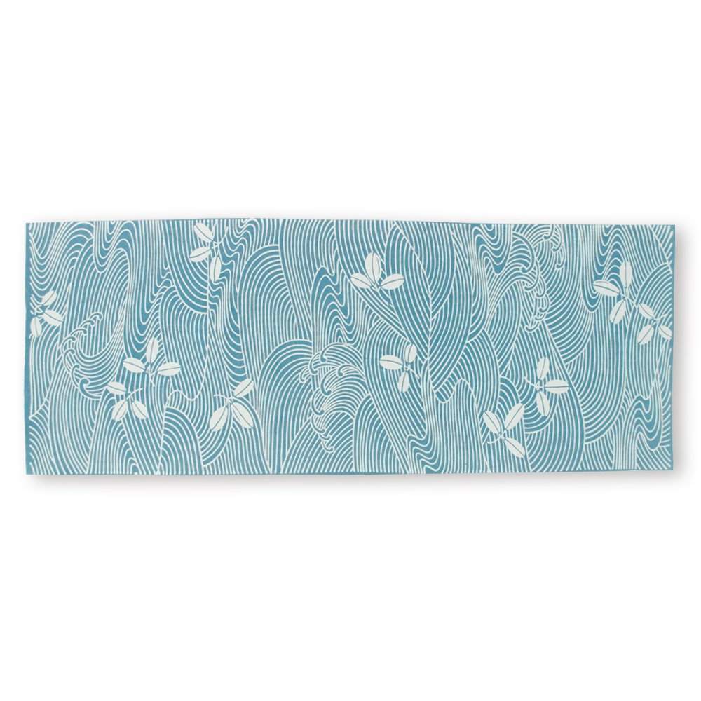 注染小紋手ぬぐい 波に葉っぱ-商品画像