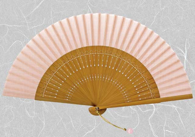 婦人布扇子 伝統色 桜色 扇子箱付-商品画像