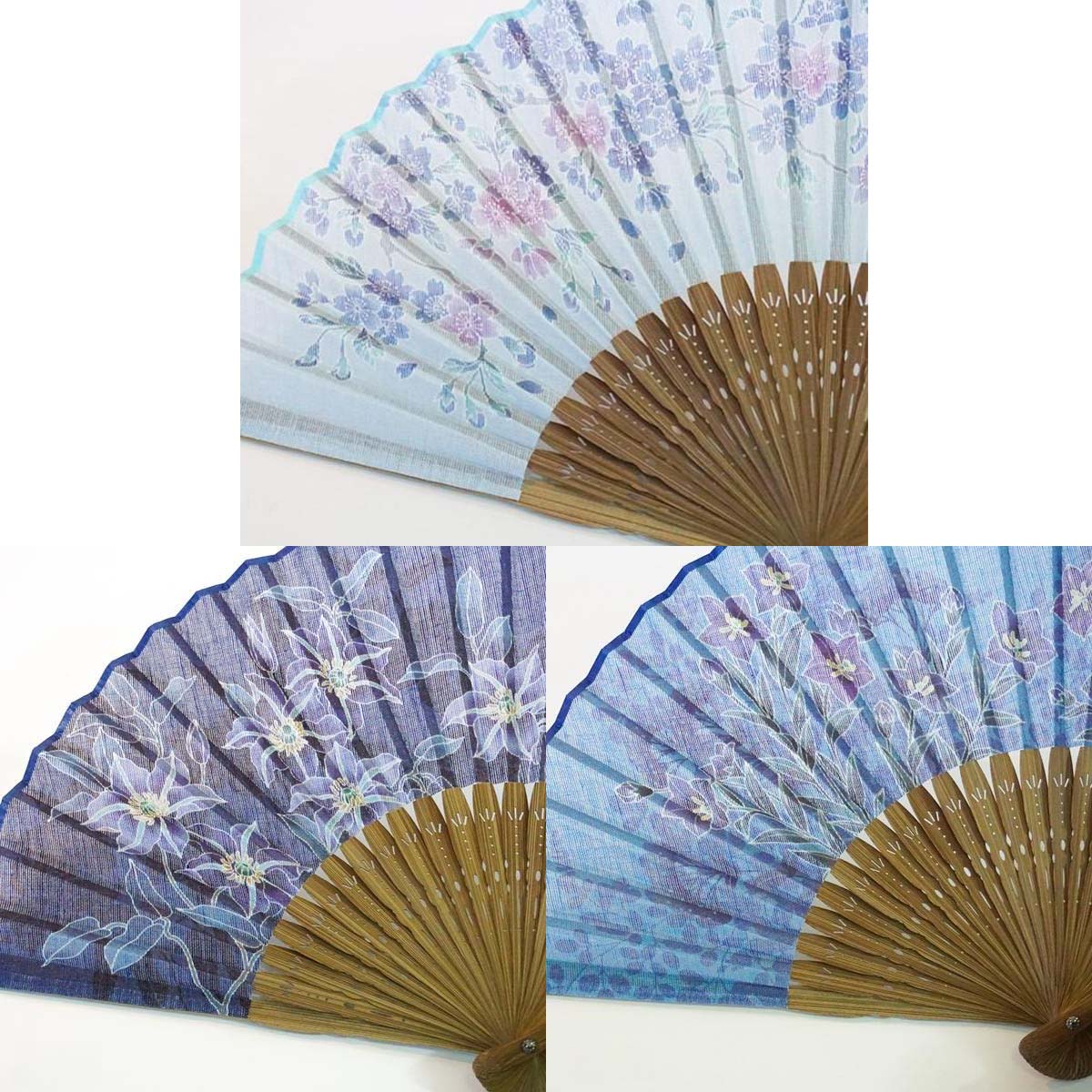 婦人布扇子 藍の彩り 差し袋セット-商品画像