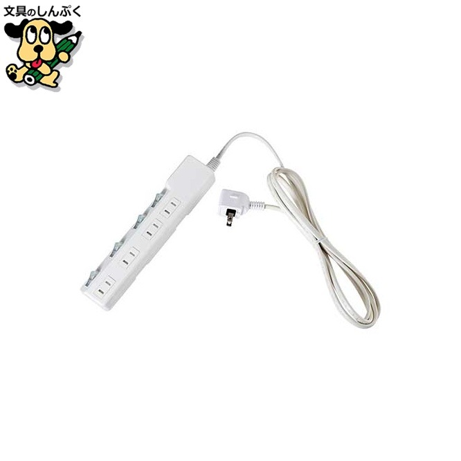 耐雷SW付タップ 4個口 2m WLK-42S(W) 朝日電器