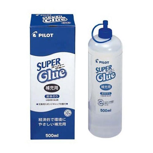パイロット 液体のり スーパーグルー補充液 SGE-500H 500ml スポンジキャップ6個付 SGE-30 SGE-50 SGE-50T対応 PILOT