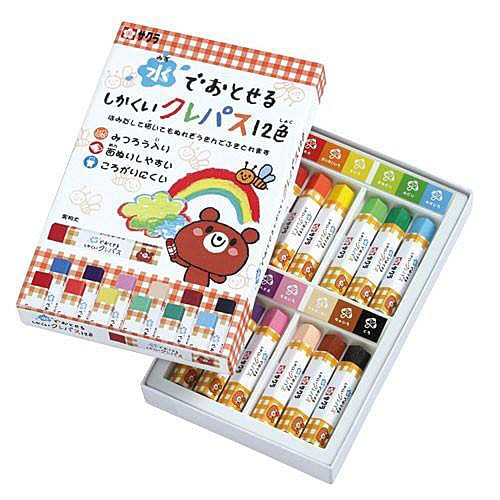 水でおとせるしかくいクレパス 12色 WP12 サクラクレパス