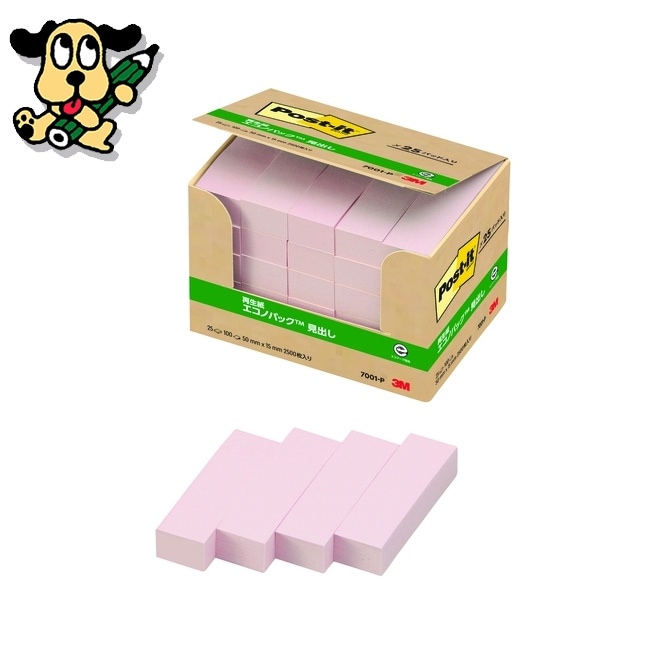 Post-it 再生紙見出し 7001-P ピンク スリーエム ジャパン