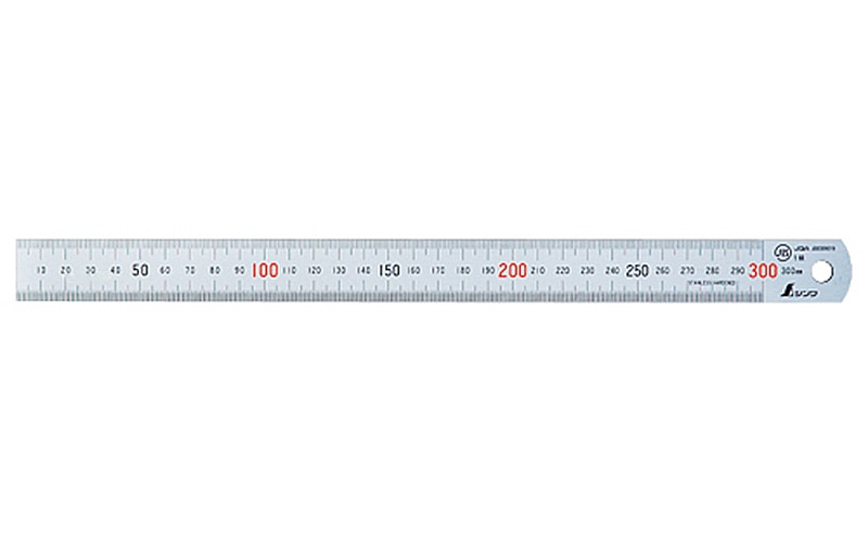 マグネチックスケール シルバー 30㎝ 赤数字入 マグネット付JIS