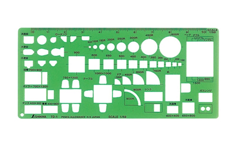 テンプレート TD－1家具記号定規（大）1／50 | 製図