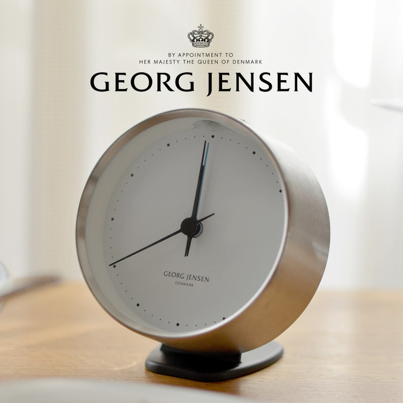 【Georg Jensen / ジョージ ジェンセン】KOPPEL/コッペル HK アラームクロック10cm 3587585<br>置き時計/ウォッチ/WATCH/スカンジナビアン・デザイン/Henning Koppel/ヘニング コッペル/ステンレススティール/アナログ<br>【コンビニ受取対応商品】【RCP】