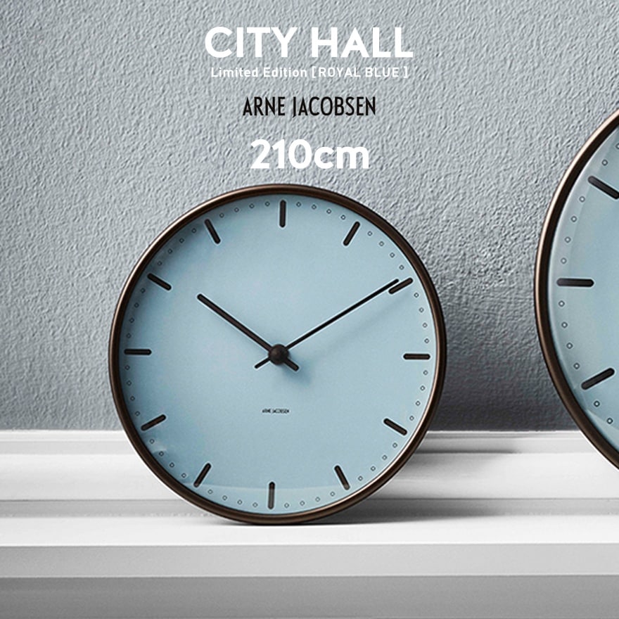 ǽʬARNE JACOBSENWall Clock City Hall Royal Blue 210mm  ꥫ顼 <br> 䥳֥ 륯å ƥۡ ֥롼 ݤס43635ڥӥ˼бʡۡRCP