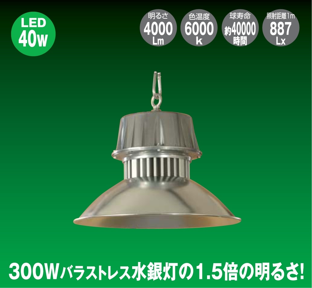 【日動工業】LEDメガライト 吊下げ式 超拡散/昼光色【屋外型・防雨型】LEN-40PE-E-WM【P5】【W3】【RCP】