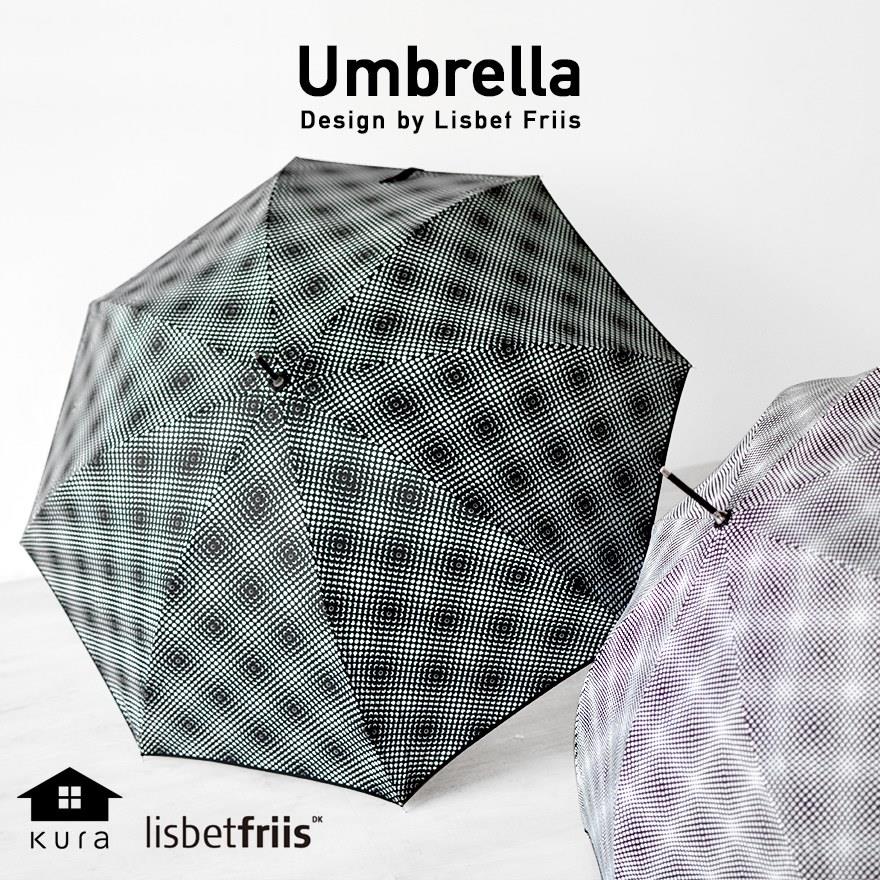 雨傘【kura/クーラ】Lisbet Friis リズベットフリース ミニドッツ&ミニフラワーパワー<br>/ブラック/アンブレラ/Umbrella/雨具/北欧/デンマーク/傘/ミニドッツ/ミニフラワーパワー/ジャンプ傘【コンビニ受取対応商品】【RCP】