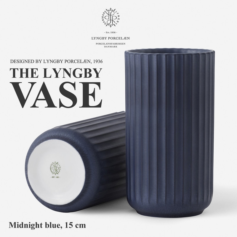 【Lyngby Porcelaen】LYNGBY VASE/リュンビュー ベース 15cm Midnight blue ミッドナイトブルー 200874 リュンビュー ポーセリン<br>近代アート/シンプル/ローゼンダール/デンマーク/花器/陶器/花瓶/北欧【コンビニ受取対応商品】【RCP】