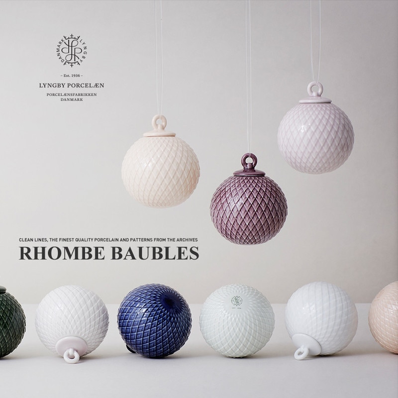 【Lyngby Porcelaen】RHOMBE BAUBLES<br>クリスマス飾り/シンプル/ローゼンダール/デンマーク/Xmas/Chiristmas/ツリー飾り/オーナメント/北欧/リュンビュー ポーセリン【コンビニ受取対応商品】【RCP】