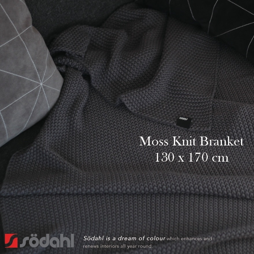 Sodahl ソダール モスニットスローグレイ 約130x170cm<br>ファブリック/ブランケット/コットン/ひざかけ/デンマーク【コンビニ受取対応商品】【RCP】