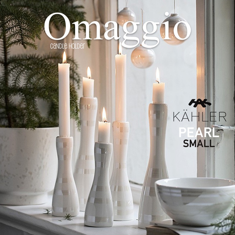KAHLER ケーラー Omaggio オマジオ キャンドルスタンド16054 パール Sサイズ H16cm ケーラー<br>PEARL クリスマス ホルダー スモール 陶器 北欧 デンマーク パール ギフト プレゼント 【コンビニ受取対応商品】【RCP】