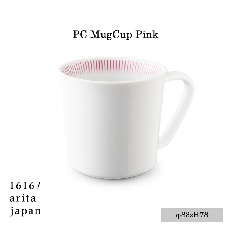 【PC Outline collection】1616/arita japan PC MugCup Pink 《PC マグカップ ピンク》Pierre  Charpin ピエールシャルパン/有田焼/磁器/皿/plate/TYパレス/百田陶園/4560440841862/φ83mm××H78mm  <br>