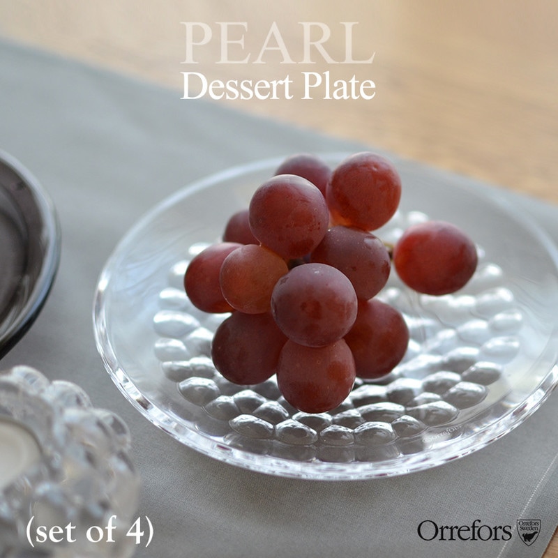 【Orrefors/オレフォス】オレフォス PEARL プレート（S）4P<br>ガラス/食器/皿/北欧/スウェーデン【コンビニ受取対応商品】【RCP】