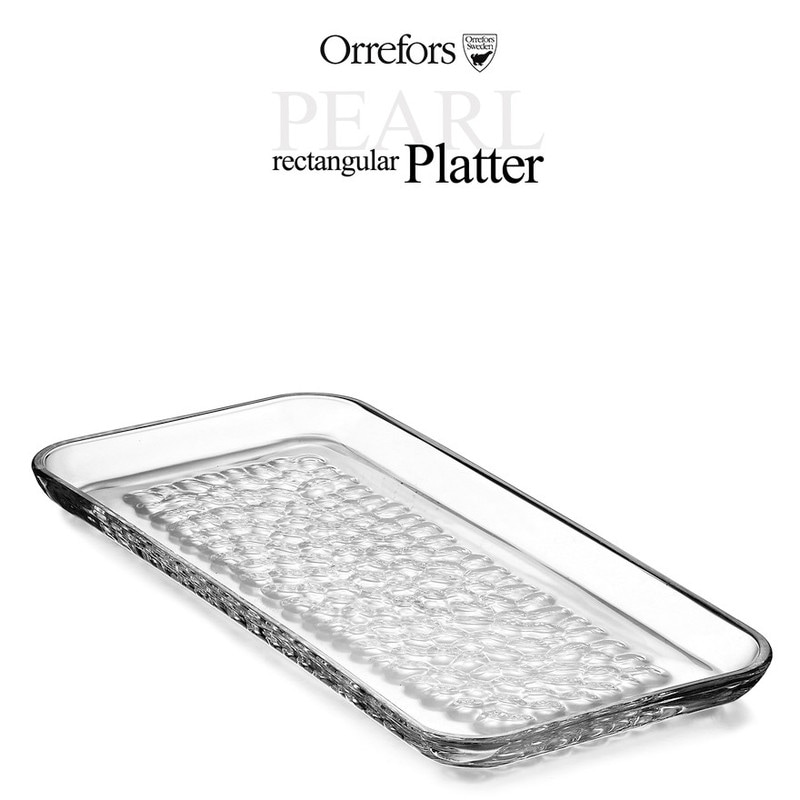 【Orrefors/オレフォス】オレフォス PEARL レクタングルプレート<br>ガラス/食器/皿/北欧/スウェーデン【コンビニ受取対応商品】【RCP】