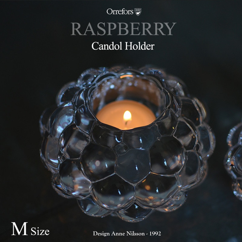 【母の日ギフト】【Orrefors/】RASPBERRY ラズベリー  キャンドルホルダー(M)6475762<br>オレフォス/燭台/ロウソク立て/ろうそく/ガラス/クリスタル/北欧/スウェーデン【コンビニ受取対応商品】【RCP】