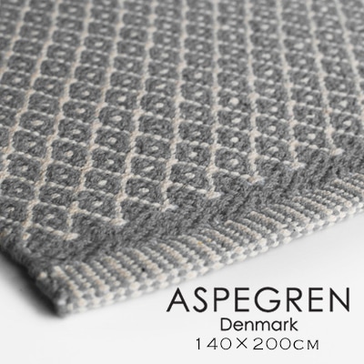 Aspegren アスペグレン フロアーランナーロームグレー 約140×200cm<br>フロアマット/綿/キッチンマット/ラグ【コンビニ受取対応商品】【RCP】
