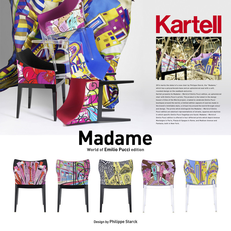 【kartell/カルテル】MADAME マダムワールドオブエミリオプッチ<br>ダイニングチェア/エミリオ・プッチ/SFCH-K5838/椅子/4本足【RCP】