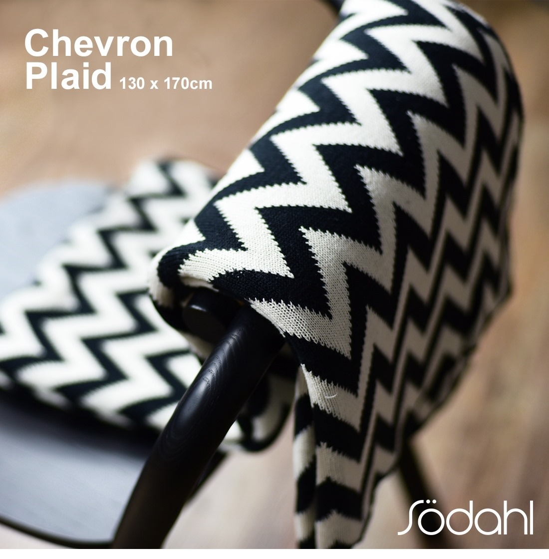 Sodahl ソダール ジェブロン　ニット　chevron　plaid　スローブラック 約130x170cm<br>ファブリック/ブランケット/コットン/ひざかけ/デンマーク【コンビニ受取対応商品】【RCP】