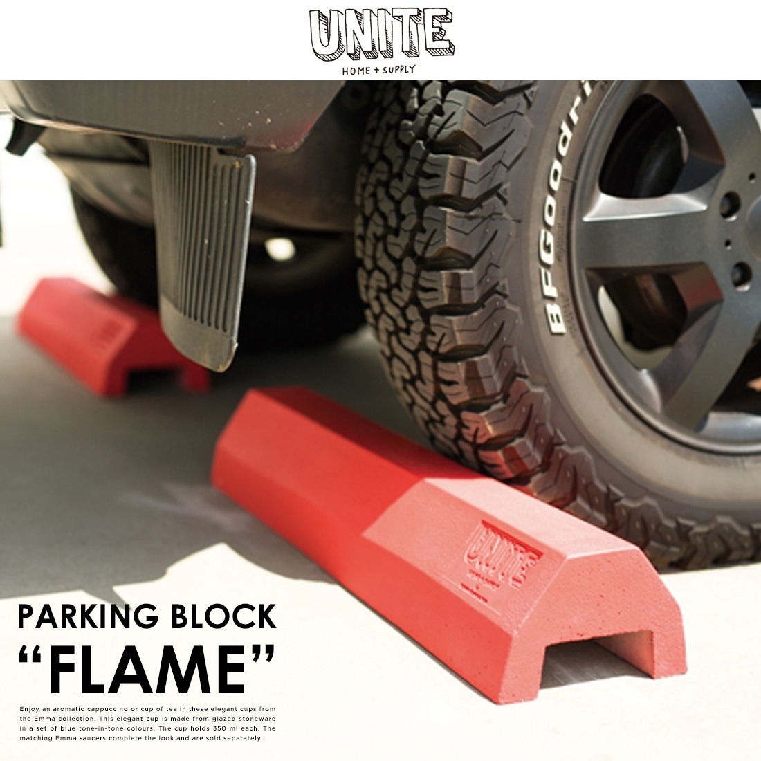 【UNITE ユナイト】PARKING BLOCK FRAME パーキングブロック　フレーム<br>駐車場 パーキング 庭 車止め 駐車スペース GRC製 【RCP】