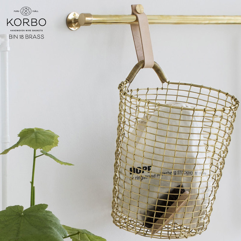 【KORBO/コルボ】BIN18ブラス/ワイヤーバスケット手織り/スウェーデン/北欧/カゴ/真鍮日本正規代理店品
