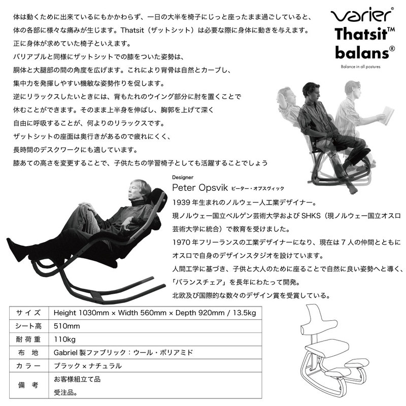 Varier ヴァリエール Thatsit Balans Chair Peter Opsvik ヴァリエール