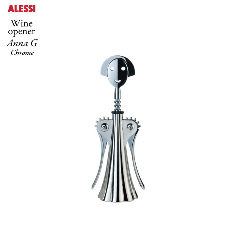 【Alessi/アレッシ】Wine opener Anna G Chrome/ワインオープナー/アンナ/クローム/コークスクリュー/コルク抜き/Alessandro Mendini/アレッサンドロ・メンディーニ