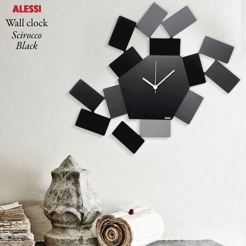 �ڳݤ��եå��ץ쥼��ȡۡ�Alessi/����å���Scirocco-Black Wall clock/�����å�/�֥�å�/�������륯���å�/�ɳݤ�����Mario Trimarchi/�ޥꥪ���ȥ�ޥ륭
