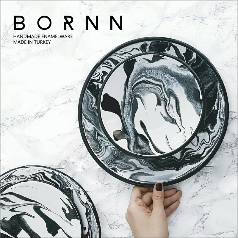 BORNN ボーン エナメルフラットプレート プレート 琺瑯 ホーロー トルコ マーブル ワンプレート