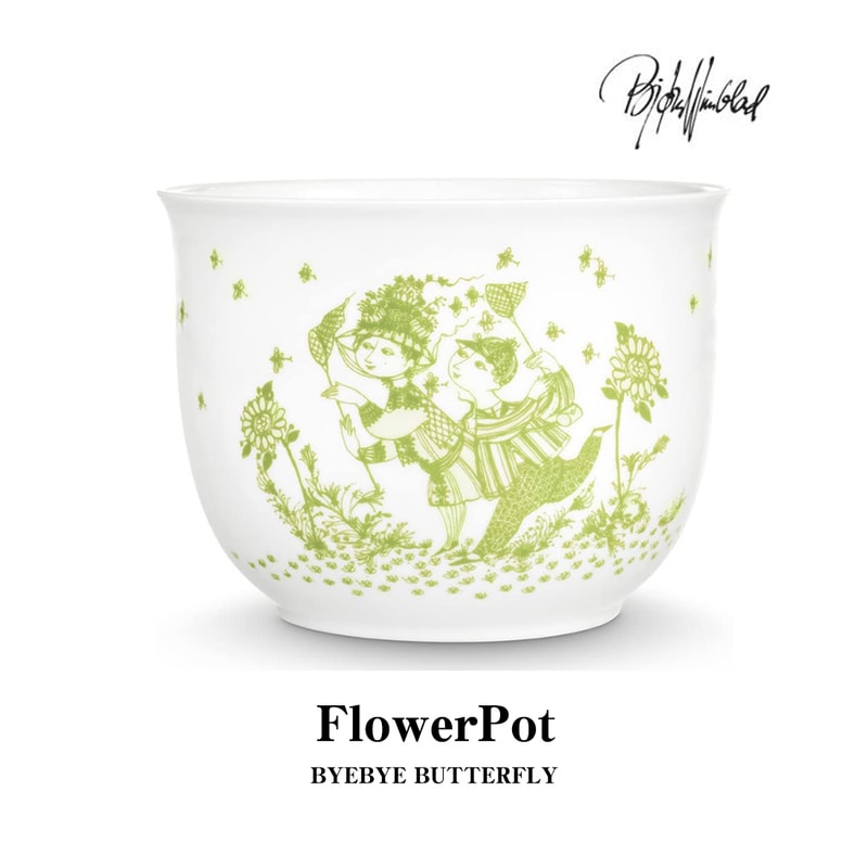 【BJORN WIINBLAD】Flowerpot BYE BYE BUTTERFLY グリーン　フラワーポット ビヨン・ヴィンブラッド