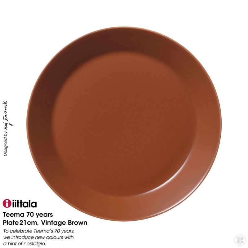 iittala/���å���/Teema 70 years/Plate 21cm/Vintage Brown/Kaj Franck/�ƥ�����/70��ǯ/�ץ졼��/21cm/�ӥ�ơ����֥饦��/�������ե��