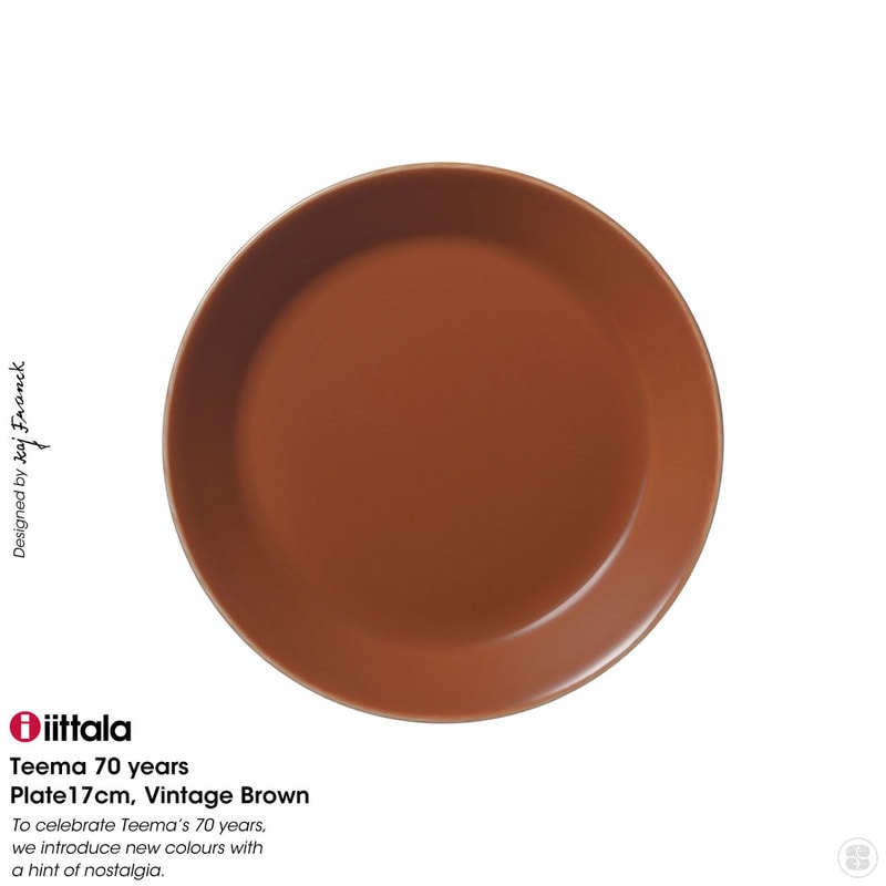 iittala/���å���/Teema 70 years/Plate 17cm/Vintage Brown/Kaj Franck/�ƥ�����/70��ǯ/�ץ졼��/17cm/�ӥ�ơ����֥饦��/�������ե��