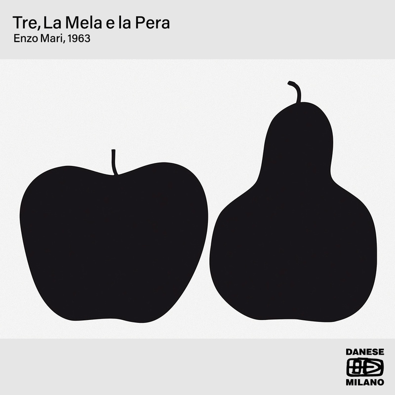 DANESE ダネーゼ ポスター単品 Tre, La Mela e la Pera トレ・ラ・メラ・エ・ラ・ペラ Enzo Mari エンツォ・マーリ 黒　シルエット　ポスター アート イタリア ミラノ