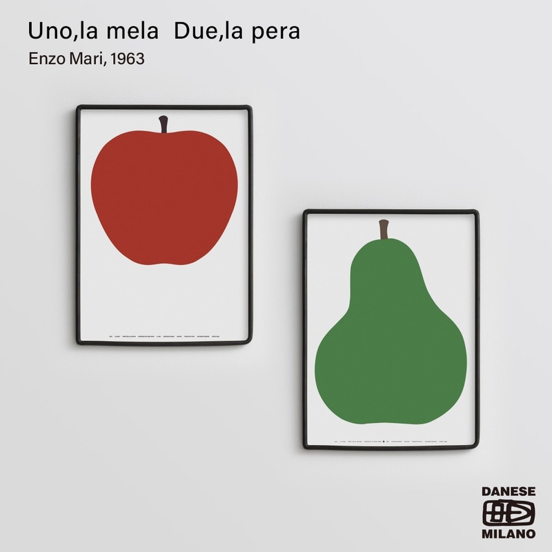 DANESE ダネーゼ ポスター単品 Uno,la Mela ウーノ・ラ・メラ 赤りんご Due,la pera デュエ・ラ・ペラ Enzo Mari エンツォ・マーリ 洋ナシ緑 50×70cm ポスター アート イタリア