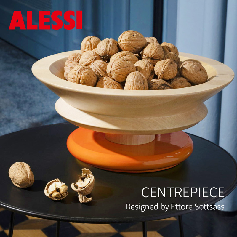 Alessi アレッシ CENTREPIECE センターピース Centerpiece ES15 エットレ・ソットサス Ettore Sottsass collection 木製ボウル イタリア<br><br>アレッシ100周年を記念したSottsass collection