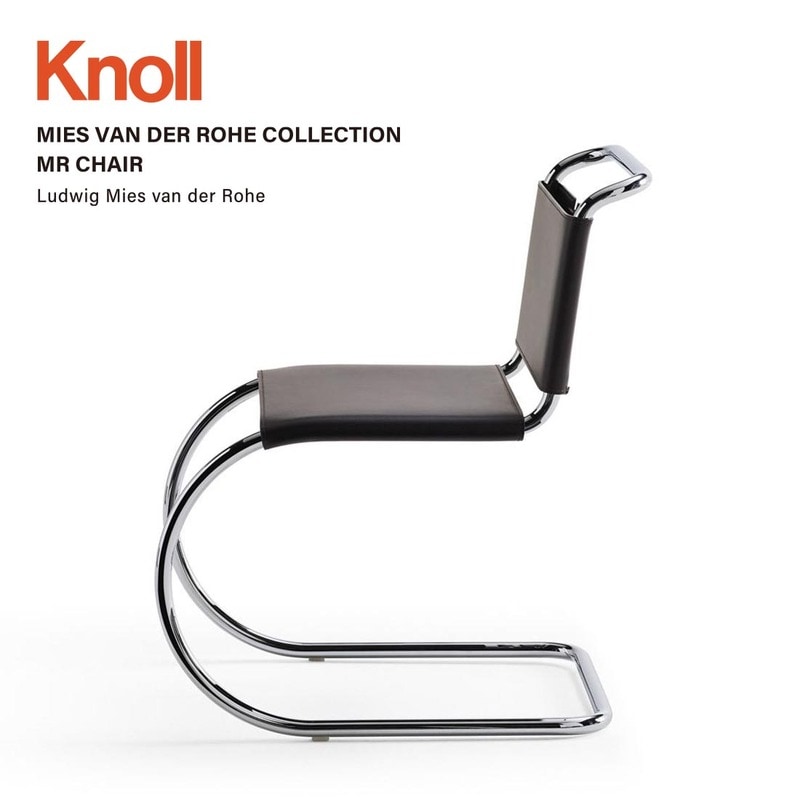 Knoll ノル ノール MR CHAIR MRチェア  MRサイドチェア　ミース ファン デル ローエ コレクション アームレス カウハイド Knoll Studio<br><br>建築家ミース・ファン・デル・ローエの傑作