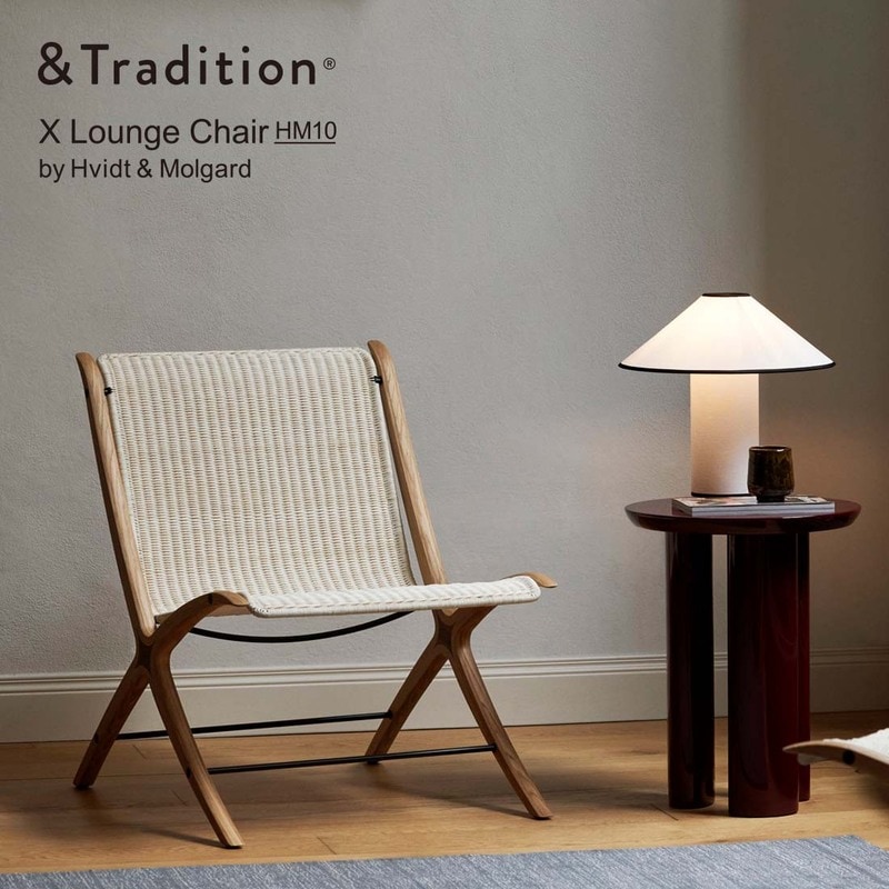 &TRADITION アンドトラディション X Lounge Chair HM10 ラウンジチェア　ビット＆ミュルゴー Hvidt & Molgard 椅子　チェア ラタン 木製 デンマーク リビング<br><br>ゆるやかなXのシルエットとラタン張りが美しいラウンジチェア