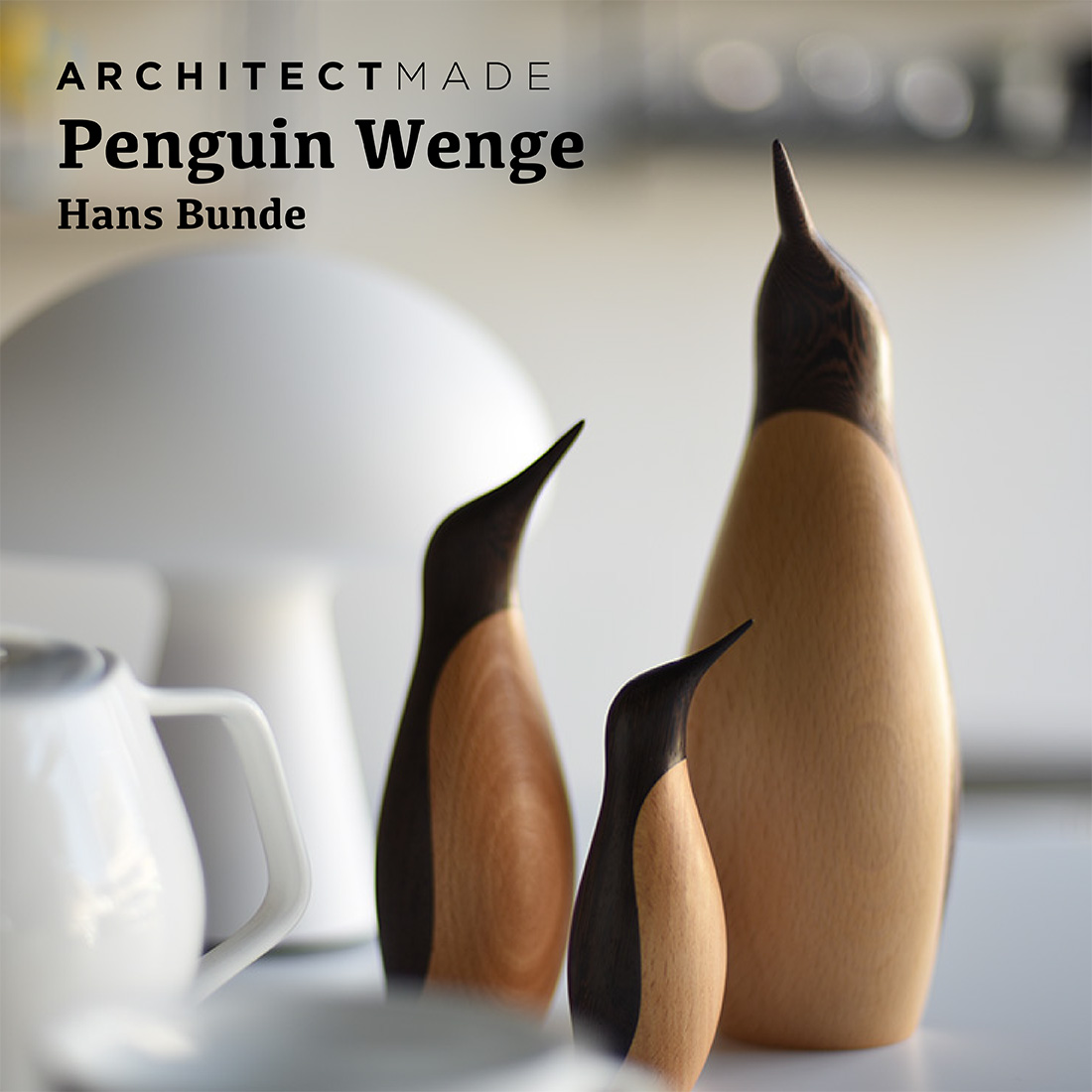 ARCHITECTMADE Penguin Wenge Hans Bunde アーキテクトメイド ペンギン ウェンジ ハンス・ブンデ オブジェ 木製 玩具 ハンドメイド 818 810 815<br><br>オーガニックなラインとニュアンスが魅力的なペンギンたち【ギフト特集】