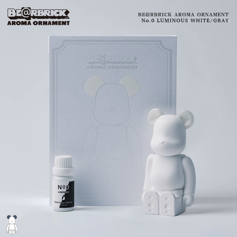 Ballon バロン BE@RBRICK AROMA ORNAMENT No.0 LUMINOUS WHITE GRAY ベアブリック アロマオーナメント 蓄光 発光 ルームフレグランス セラミック<br><br>ベアブリックのセラミック・アロマディフューザー【ギフト特集】