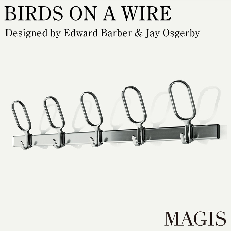 MAGIS マジス Birds on a Wire バーズ オンアワイヤー コートハンガー  5連 3連 フック Edward Barber & Jay Osgerby エドワード・バーバー & ジェイ・オズガビー 玄関 キッチン 壁掛け イタリア<br><br>アルミ製の壁付けコートハンガー