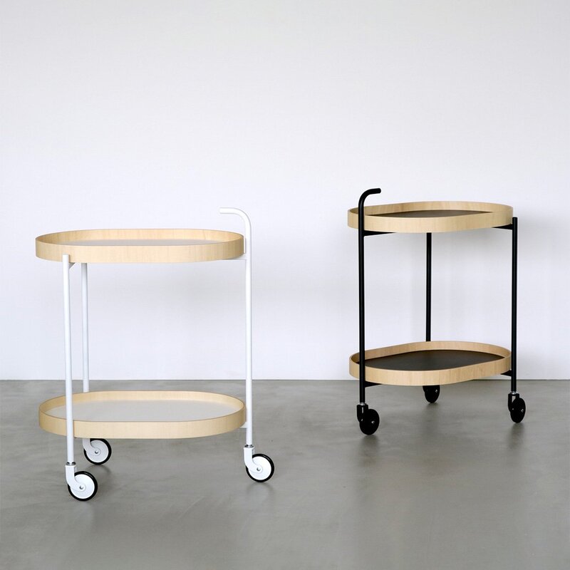 モヘイム MOHEIM トロリー TROLLEY 芦沢啓治 トレイ<br><br>シンプルなデザインながら、優美な存在感がインテリアの中で自然と際立つTROLLEY。上下段とも取り外しができるトレイ