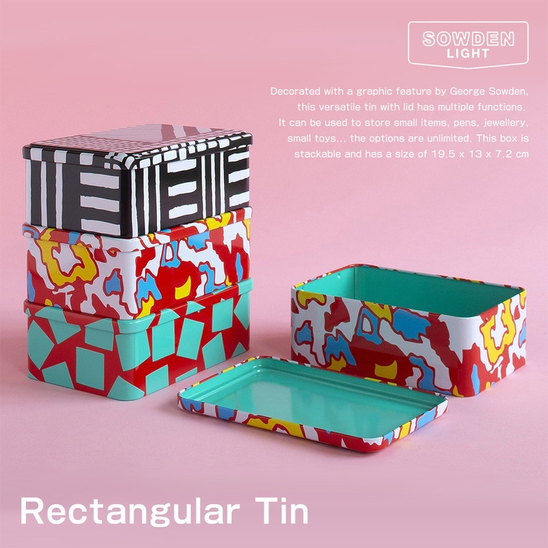 SowdenLight ソーデンライト Rectangular Tin ブリキ缶 蓋付き 長方形 缶ケース BOX 箱 缶 ソーデン メンフィス<br><br>カラフルでエネルギッシュな多目的缶【ギフト特集】