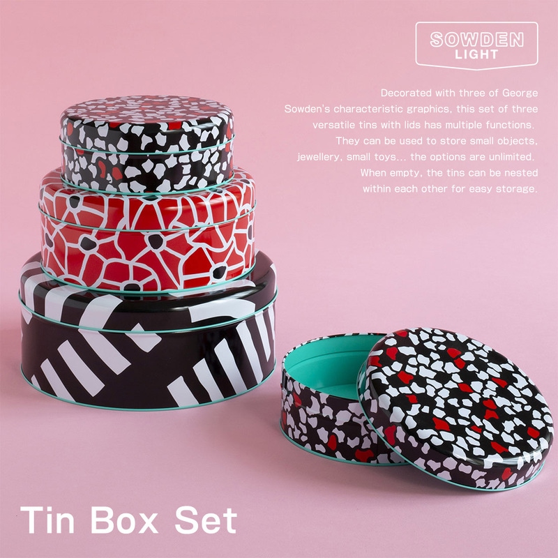 SowdenLight ソーデンライト Tin Box Set ブリキボックスセット ブリキ缶 蓋付き 丸型 缶ケース BOX 箱 缶 ソーデン メンフィス<br><br>カラフルでエネルギッシュな多目的缶【ギフト特集】
