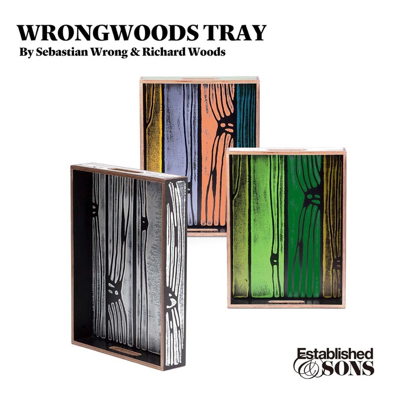 Established&Sons WRONGWOODS TRAY ロングウッズトレイ セバスチャン・ロング＆ リチャード・ウッズ トレー お盆 木製<br><br>色鮮やかな木板ブロックプリントトレー 