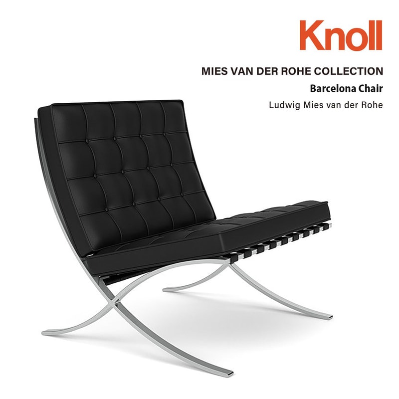 Knoll ノル ノール Barcelona Chair バルセロナチェア ミース・ファン・デル・ローエ コレクション アームレス カウハイド Knoll Studio<br><br>20世紀で最も有名な椅子のひとつ「バルセロナチェア」