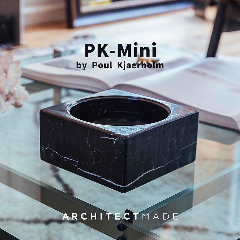 ARCHITECTMADE PK-MINI  BLACK WHITE アーキテクトメイド  Poul Kjaerholm ポール・ケアホルム 小物入れ ボウル 大理石 黒　白<br><br>柔らかな曲線で描かれた内側と荒削りな外観との対比