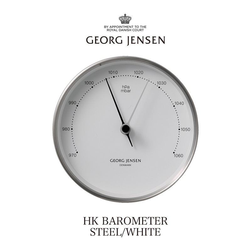 Georg Jensen ジョージジェンセン HK BAROMETER STEEL WHITE コッペル バロメーター ステンレススティール ホワイトダイヤル 3587586 Henning Koppel ヘニングコッペル 気圧計<br><br>正確に気圧を測り、天気の予測が出来る気圧計