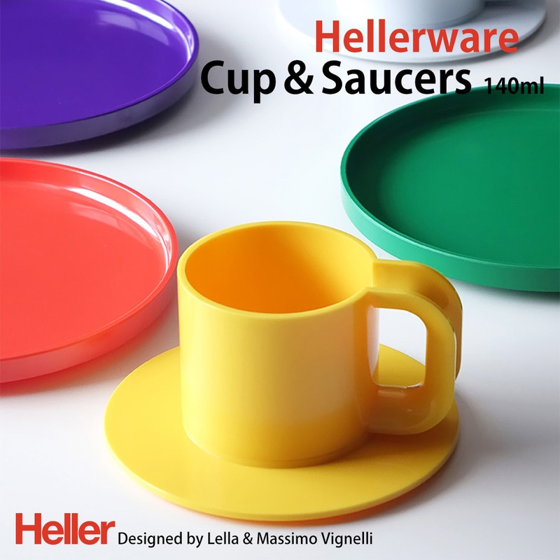 Heller ヘラー Cup&Saucers 単品 3色 カップ＆ソーサー 140ml スタッキング カップ Hellerware ヘラーウェア プラスチック カラフル Lella & Massimo Vignelli<br><br>部品がぴったりと合わさる心地よい一体感が魅力のカップ&ソーサー